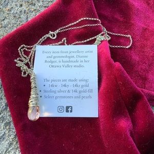 Necklace Dianne Rodger Petal Champagne Quartz, sterling silver, .925, EUC
